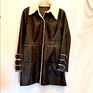 Athleta Faux Shearling Trenchcoat